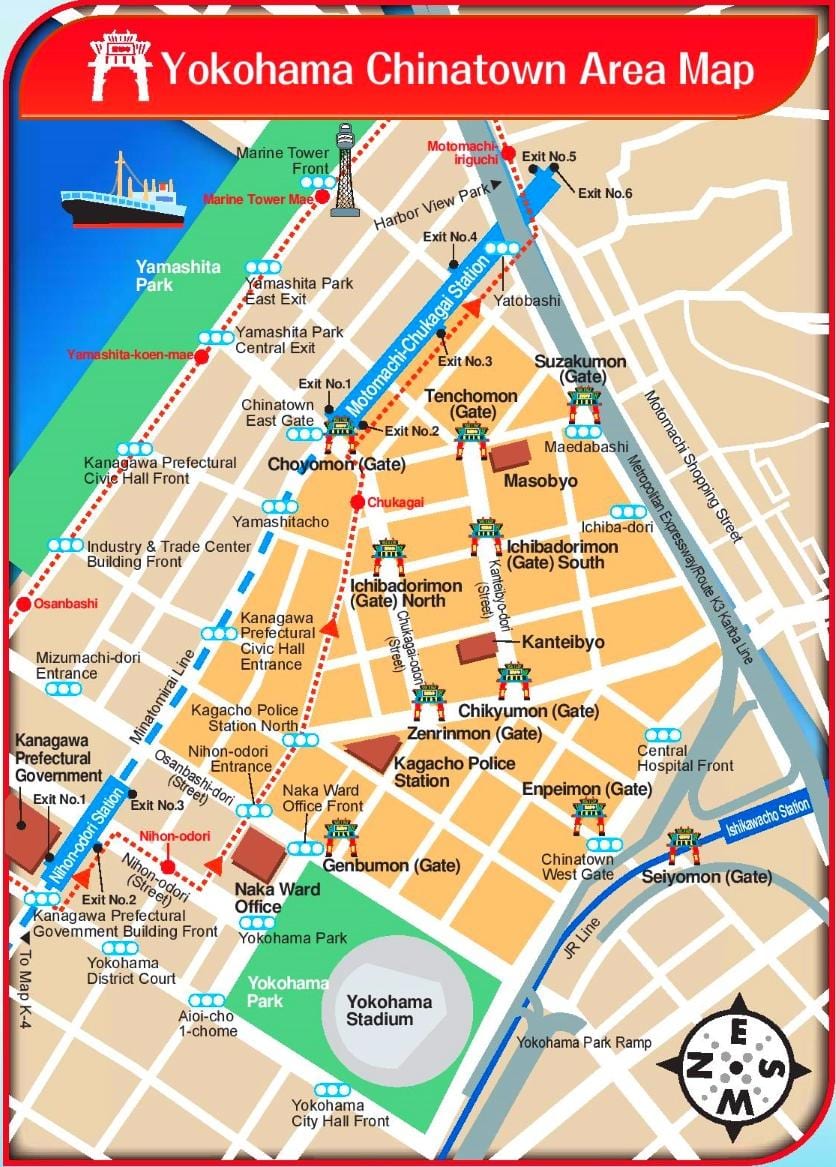 Mapa de chinatown de Yokohama