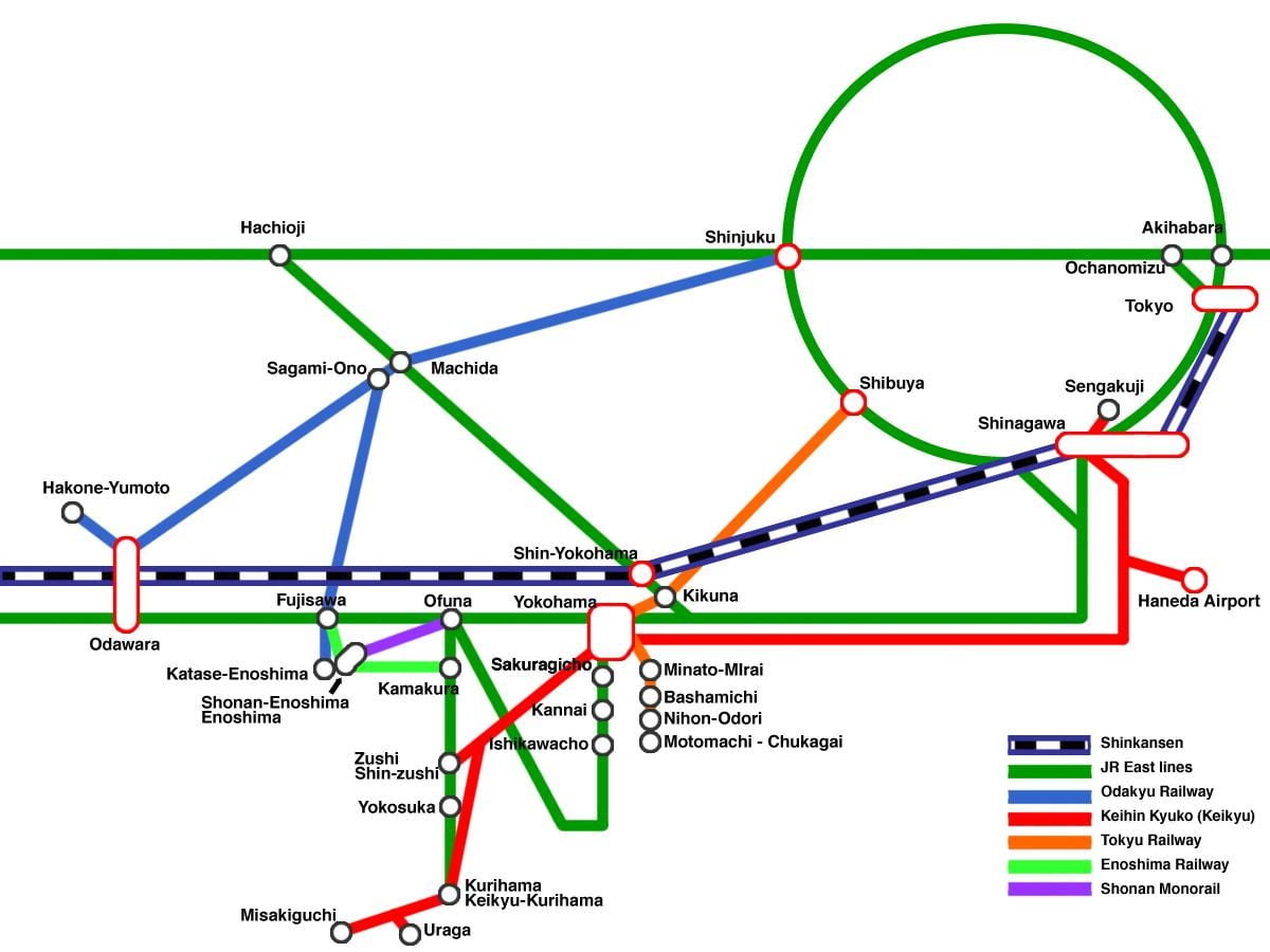 Yokohama línea mapa